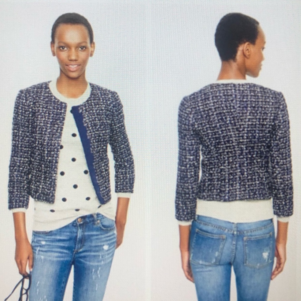 J. Crew Midnight Tweed Boucle’ Jacket